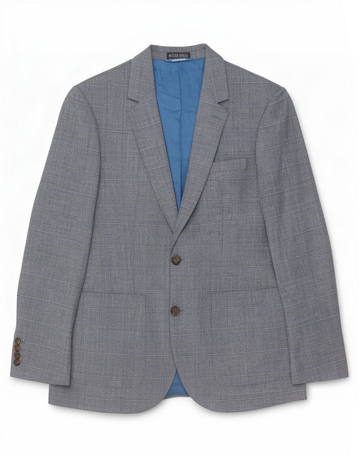 Marks & Spencer Mens 2 Button Blazer Jacket UK 38 Medium Blue Check