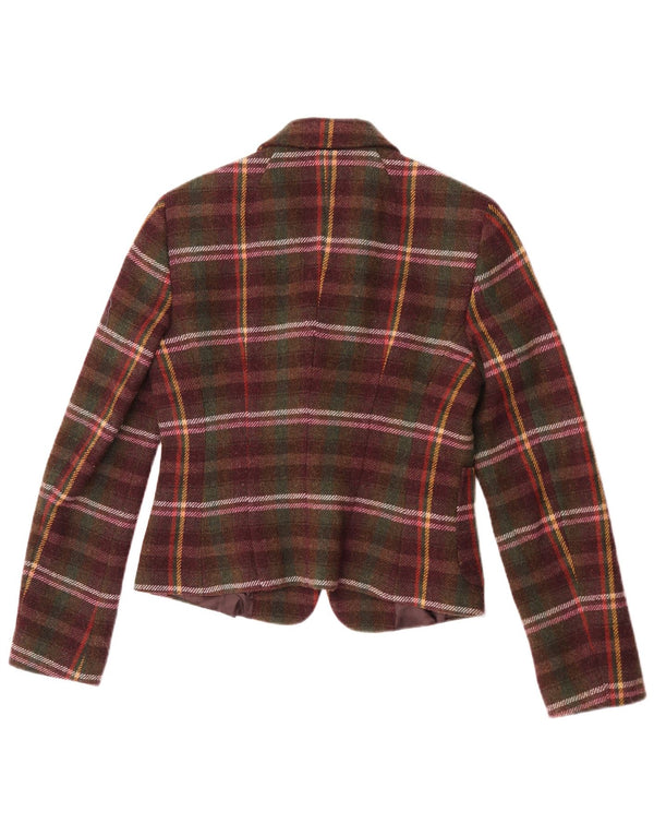 Benetton Womens 1 Button Blazer Jacket IT 44 Medium Multicoloured Check