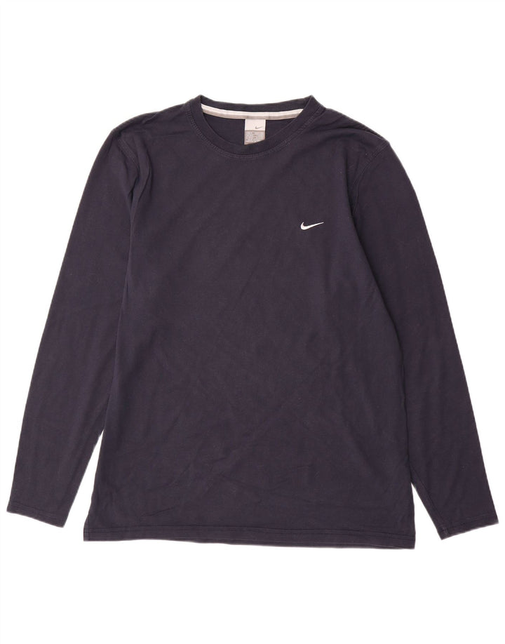 NIKE Mens Top Long Sleeve UK 39/41 Medium Navy Blue Cotton
