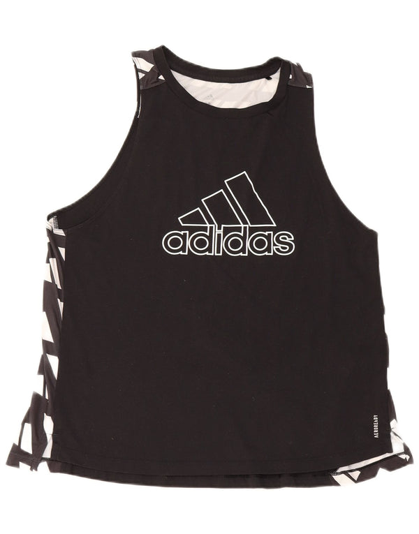 Adidas Womens Aeroready Graphic Vest Top UK 12/14 Medium Black Geometric