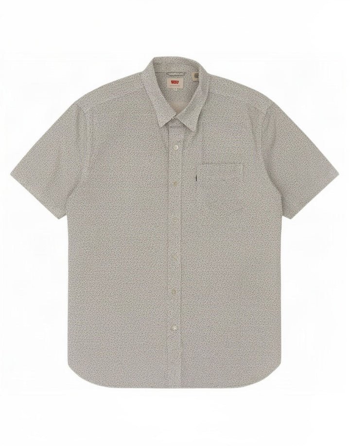 Levi's Mens Abstract Pattern Short Sleeve Shirt Medium White Cotton