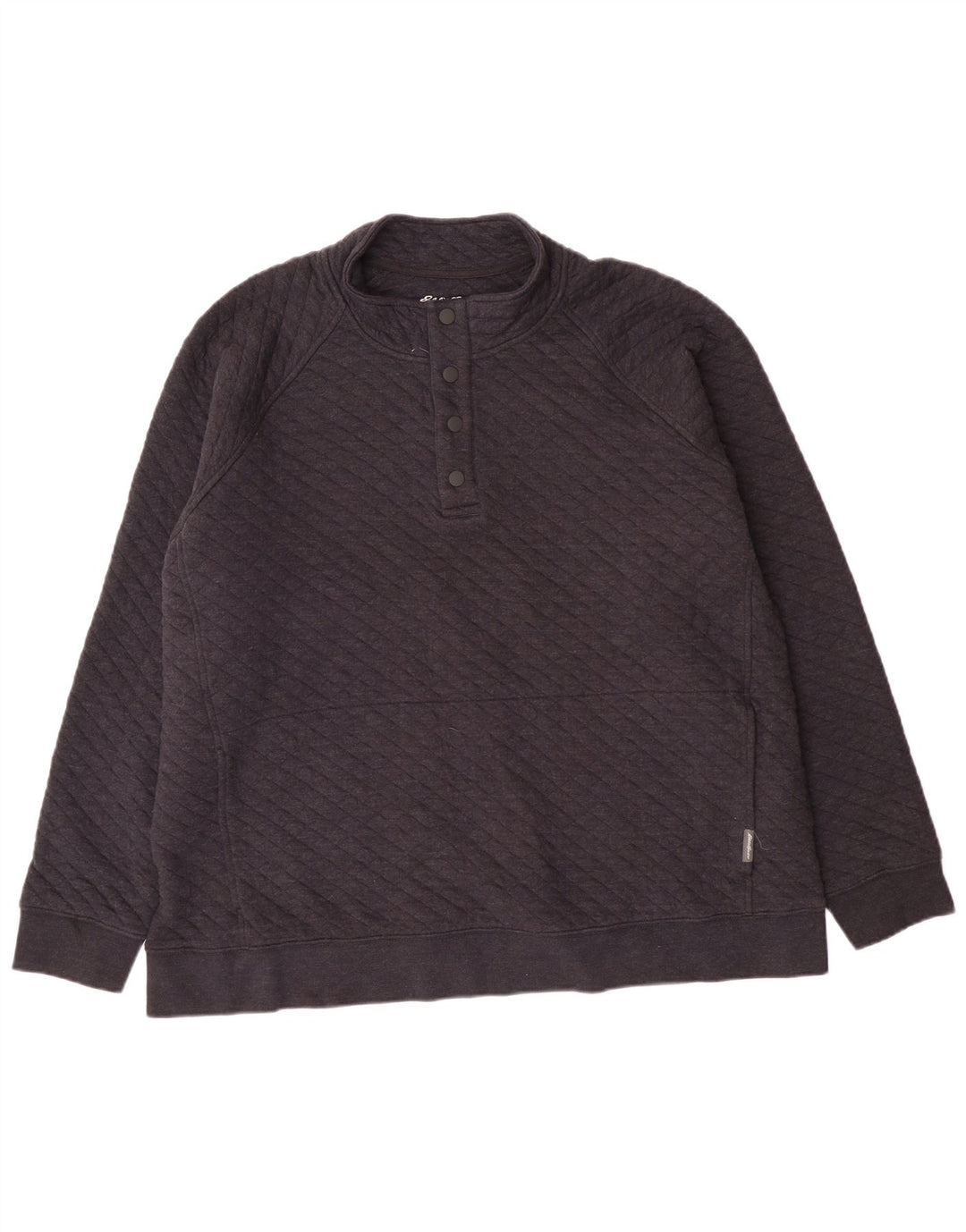 Eddie Bauer Mens Button Neck Sweatshirt Jumper 2XL Grey Geometric Cotton