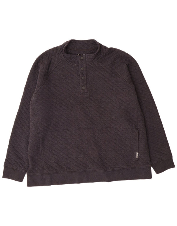 Eddie Bauer Mens Button Neck Sweatshirt Jumper 2XL Grey Geometric Cotton