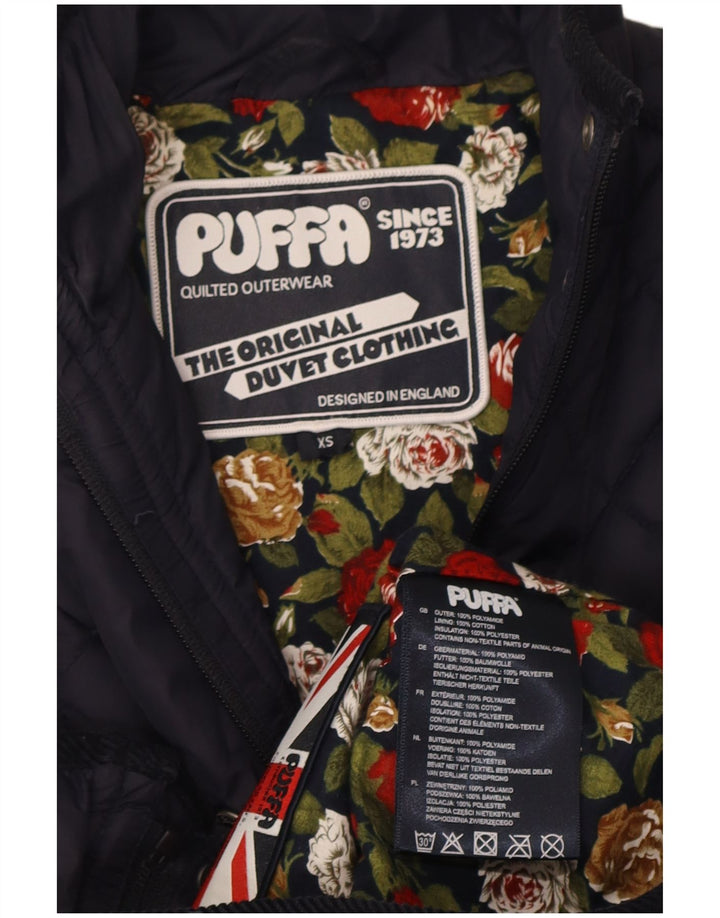 Puffa Womens Quilted Jacket UK 6 XS Navy Blue Polyamide