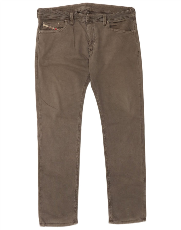 Diesel Mens Straight Casual Trousers W38 L34 Grey Cotton