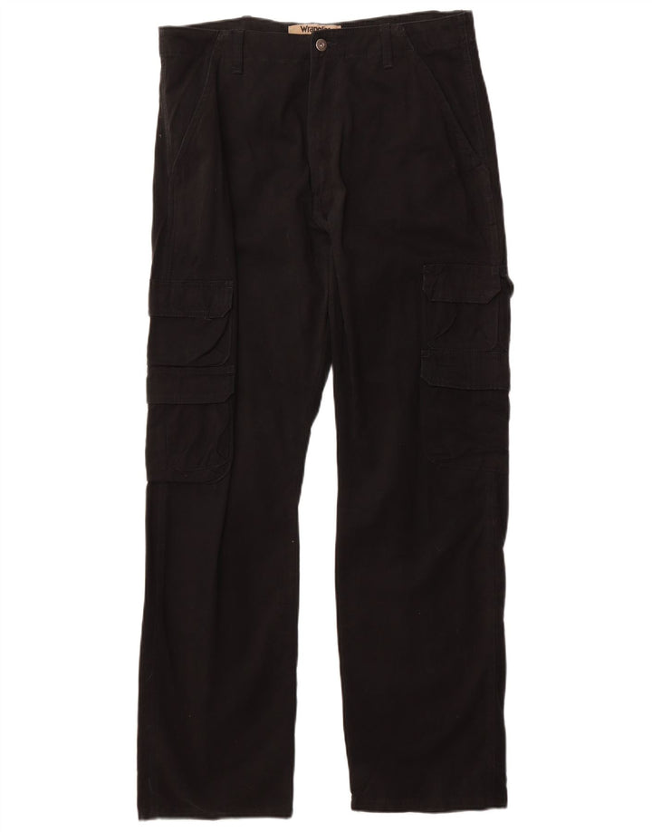 Wrangler Mens Straight Cargo Trousers W34 L32 Black Cotton