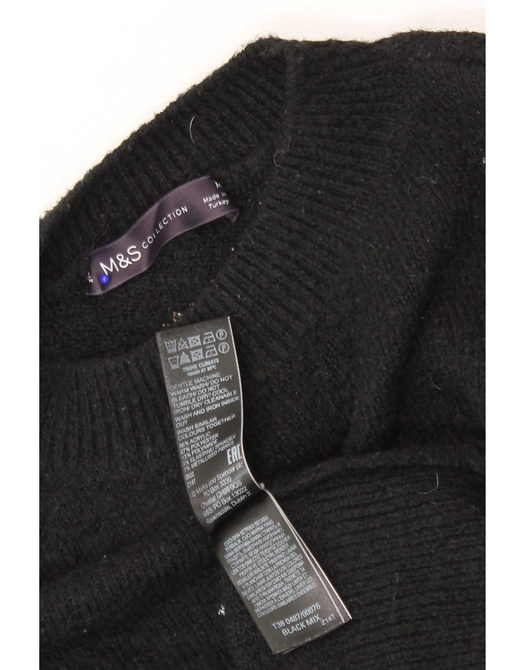Marks & Spencer Womens Crew Neck Jumper Sweater UK 14 Medium Black