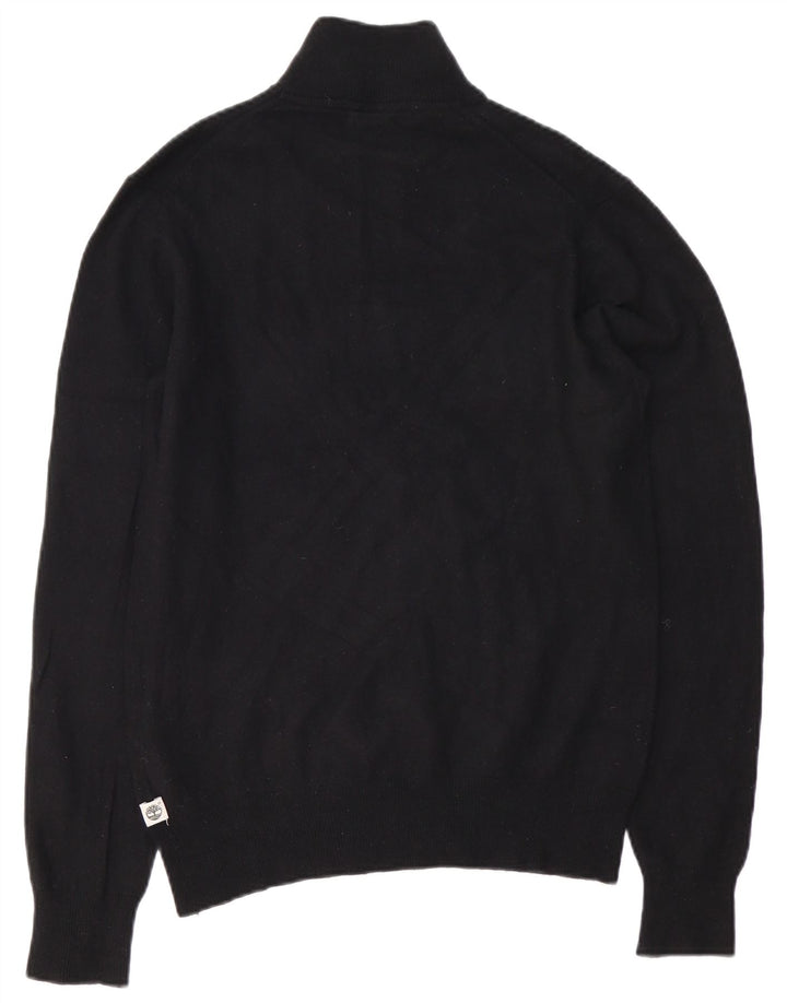 TIMBERLAND Mens Zip Neck Jumper Sweater Small Black Cashmere