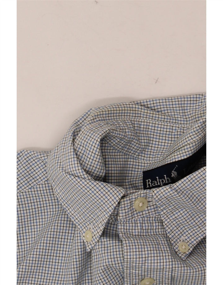 RALPH LAUREN Mens Shirt Size 15 1/2 Medium Blue Gingham Cotton