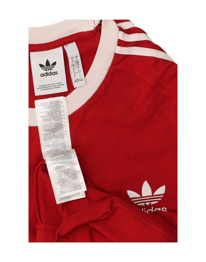 Adidas Mens T-Shirt Top Large Red Cotton