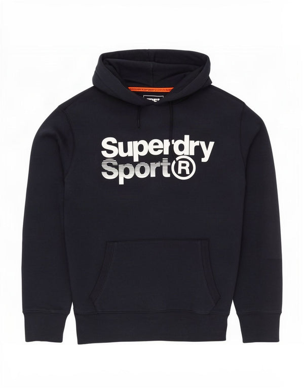 Superdry Mens Graphic Hoodie Jumper Medium Navy Blue Cotton