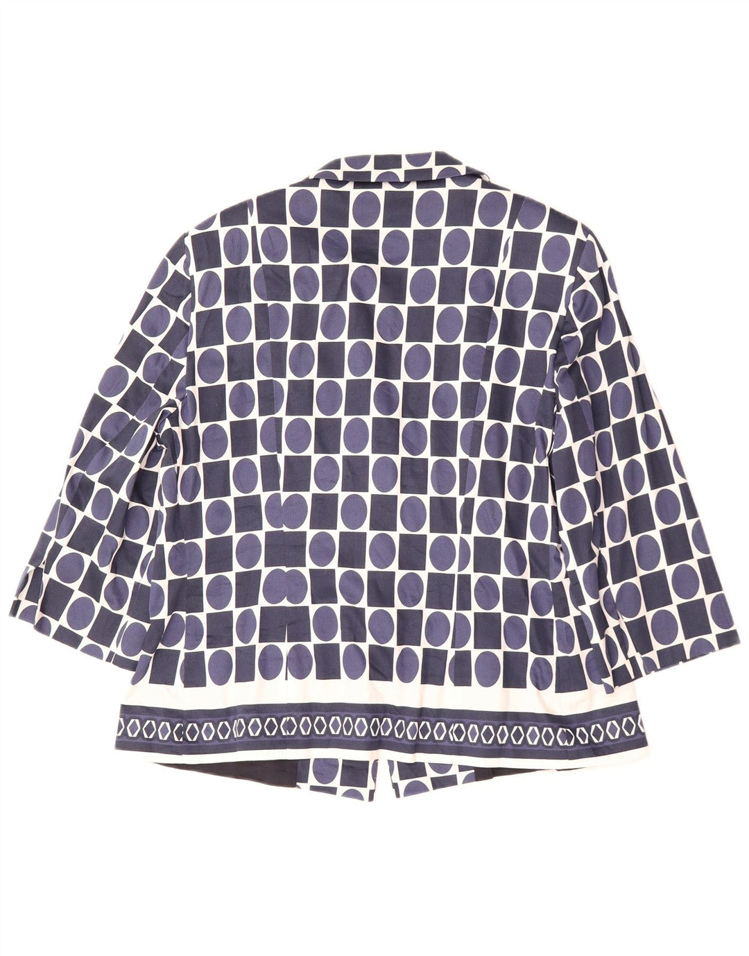 Perte by Krizia Womens Blazer Jacket UK 16 Large Navy Blue Geometric