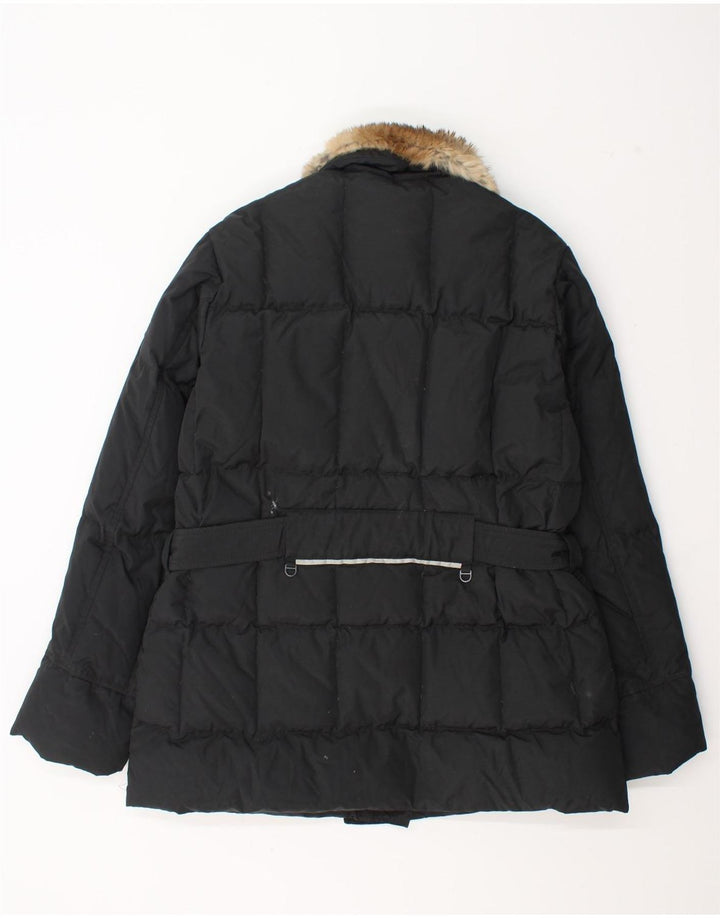 Vintage Womens Padded Jacket IT 48 XL Black Polyamide