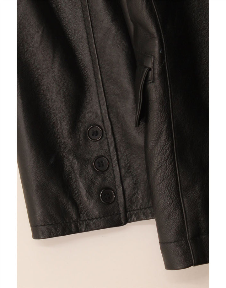 Metropolitan Mens 3 Button Leather Blazer Jacket IT 48 Medium Black Leather