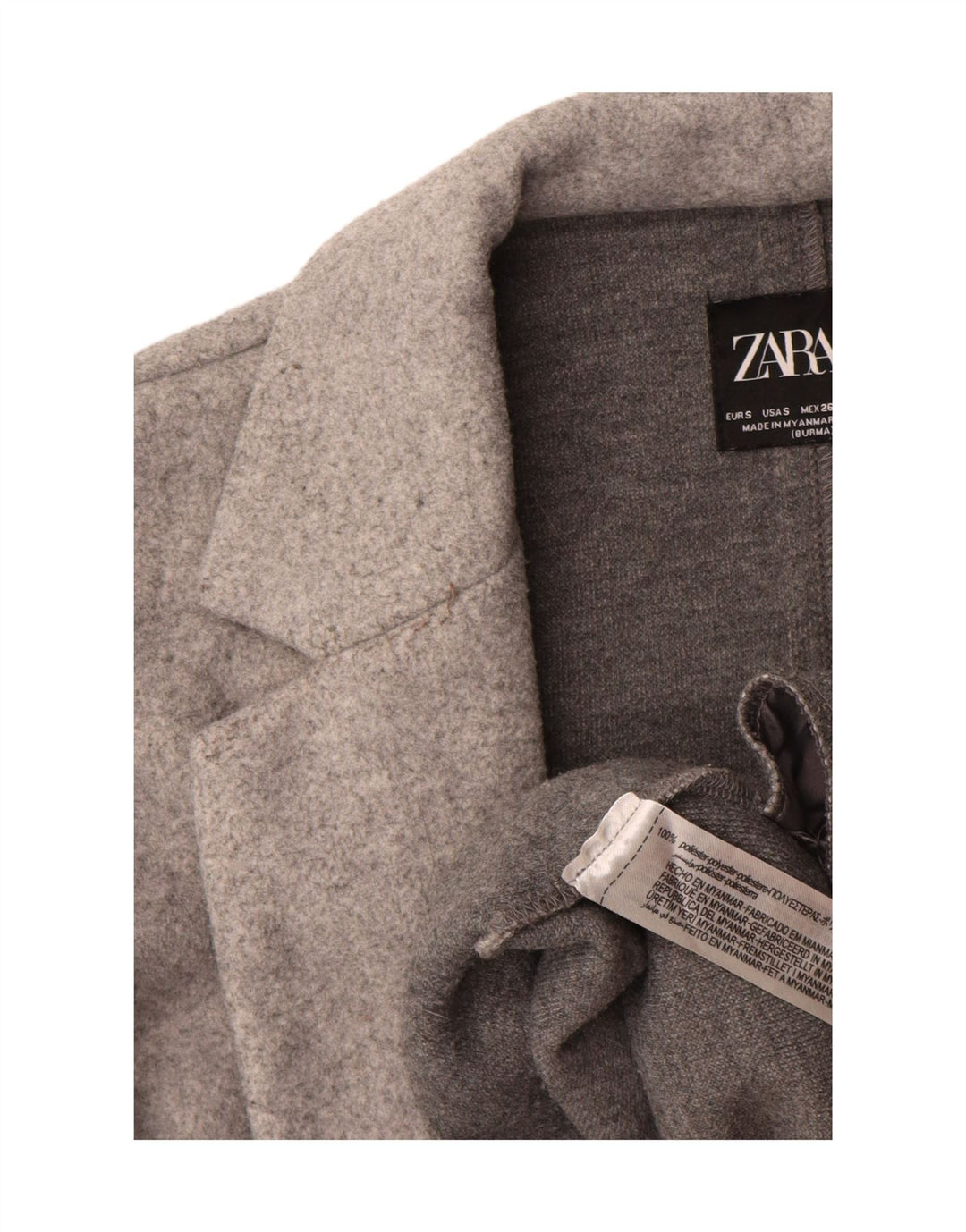 Zara Womens Open Overcoat UK 10 Small Grey Polyester