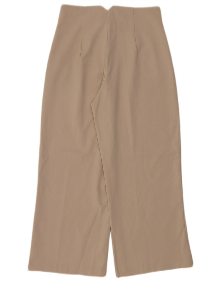 Zara Womens Wide Leg Cropped Trousers Medium W28 L26 Beige Polyester