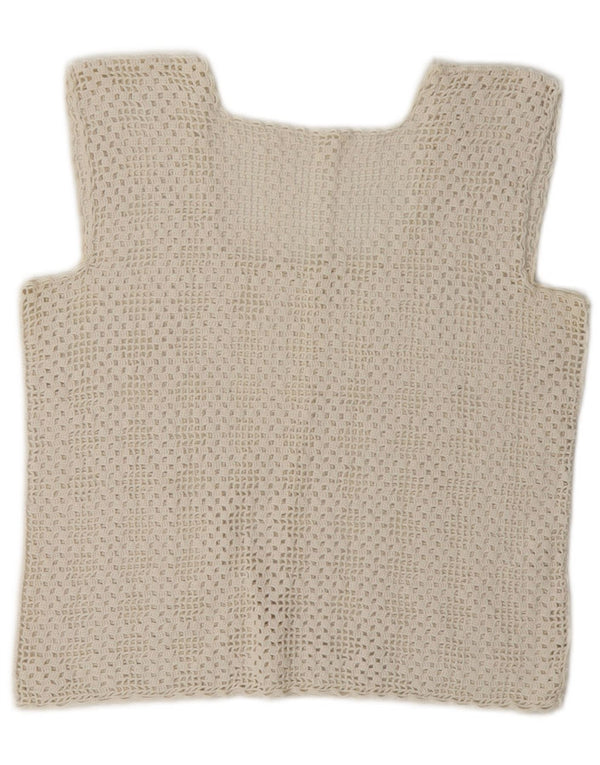 Vintage Womens Crochet Crop Top UK 8 Small White