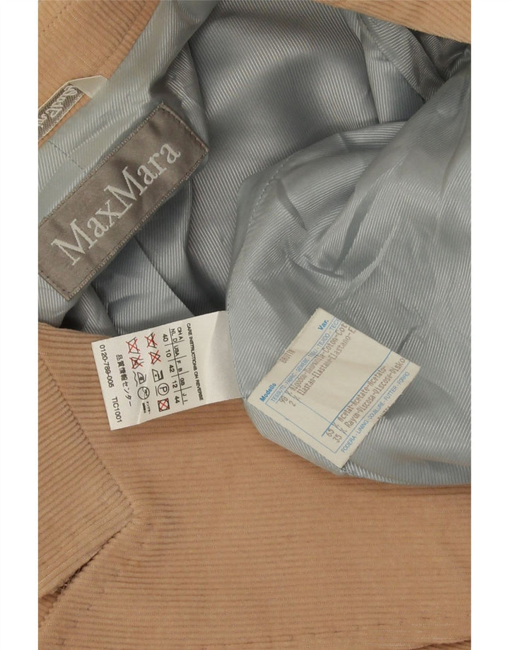 Max Mara Womens 1 Button Corduroy Blazer Jacket UK 12 Medium Beige Cotton