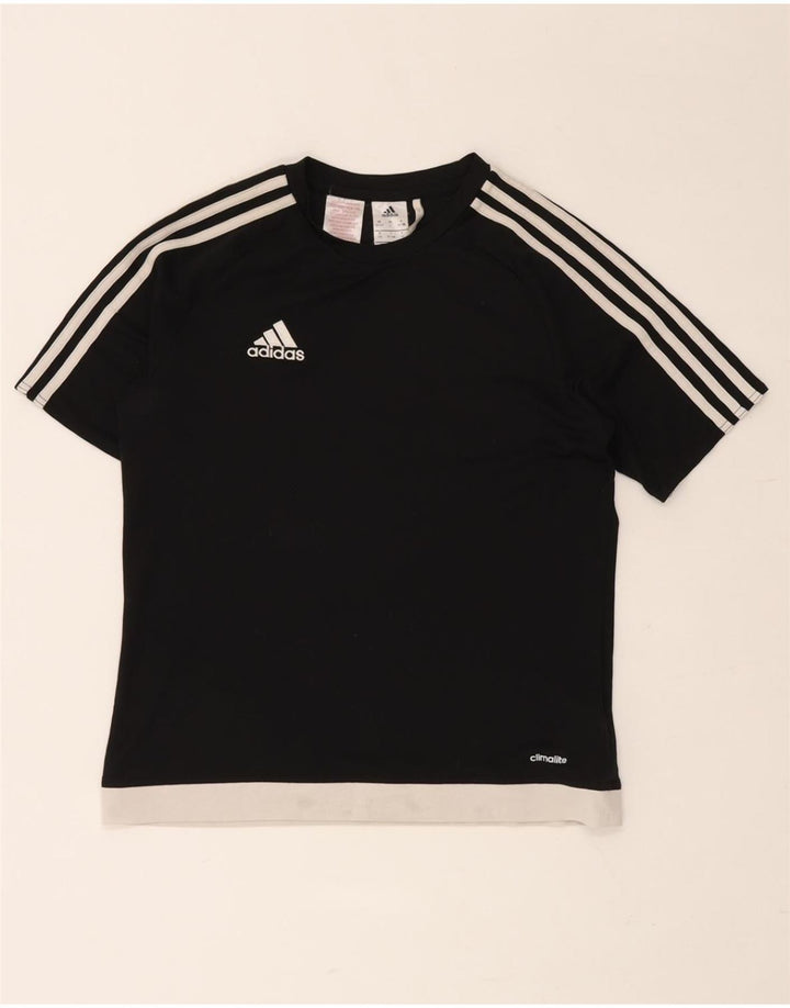 ADIDAS Boys Climalite T-Shirt Top 13-14 Years Black Colourblock Polyester