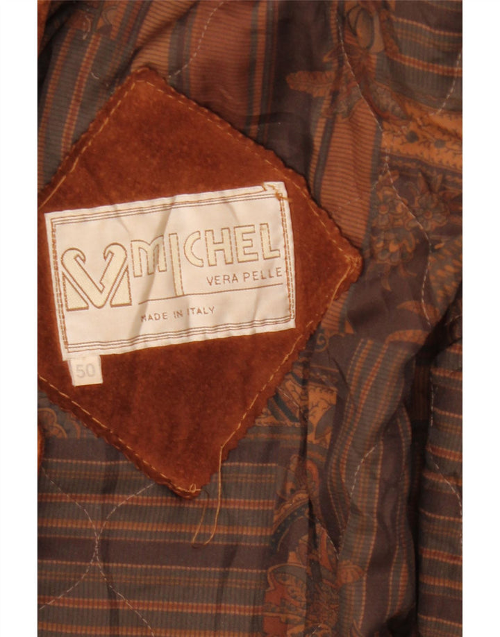 Michel Womens Oversized Suede Overcoat IT 50 XL Brown Leather