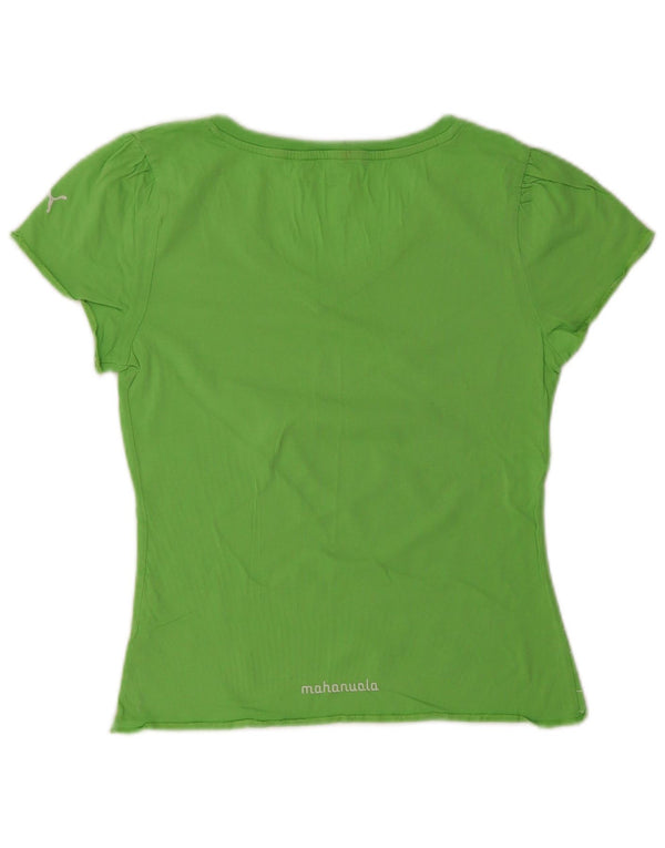 Puma Womens Mahanuala Graphic T-Shirt Top UK 12 Medium Green Cotton