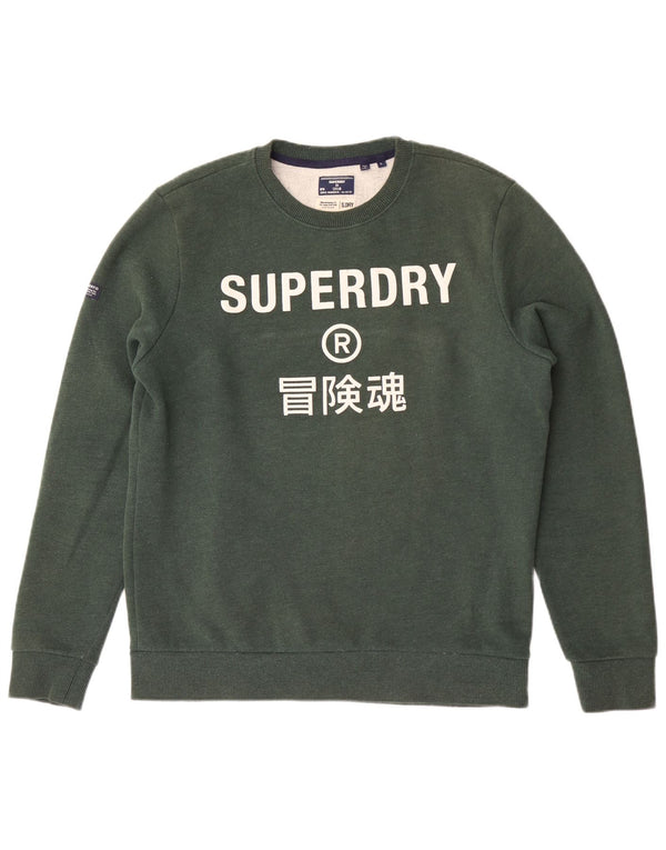Superdry Mens Graphic Sweatshirt Jumper Large Green Cotton