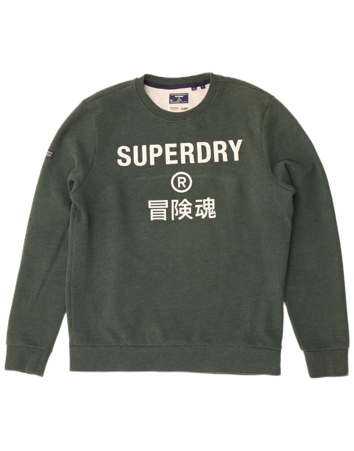 Superdry Mens Graphic Sweatshirt Jumper Large Green Cotton