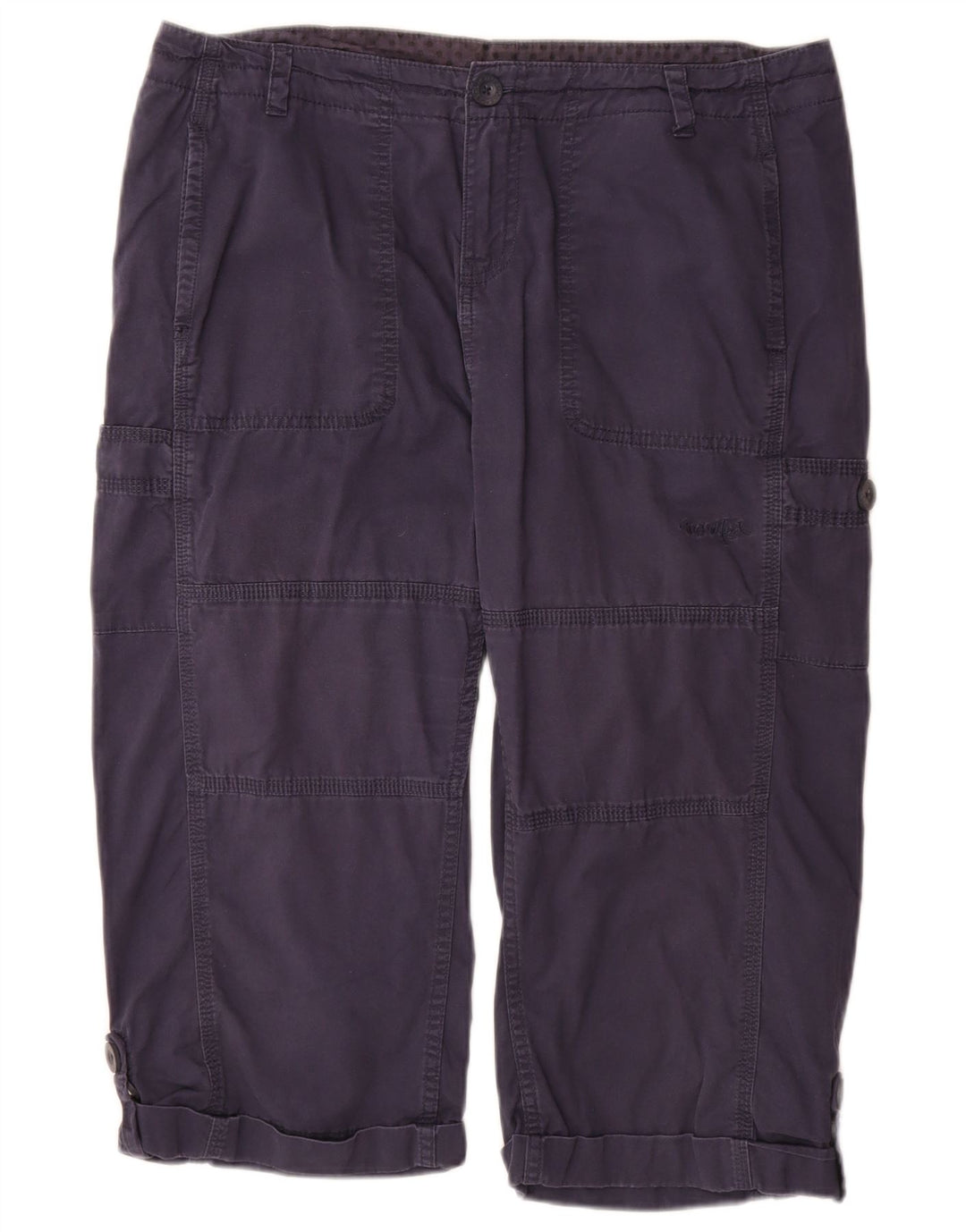 WEIRD FISH Womens Capri Trousers UK 14 Large W34 Navy Blue Cotton