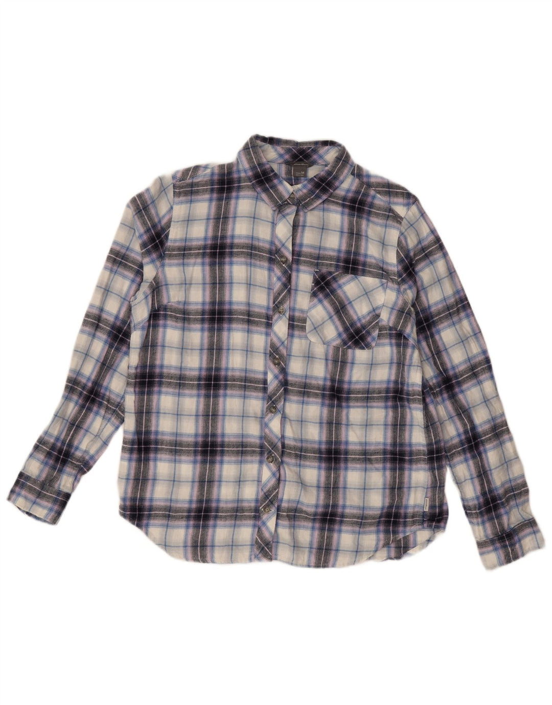 Eddie Bauer Womens Flannel Shirt UK 14 Medium Purple Plaid Cotton