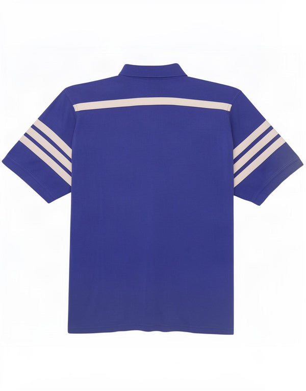 Adidas Mens Polo Shirt UK 38/40 Medium Blue Colourblock Cotton