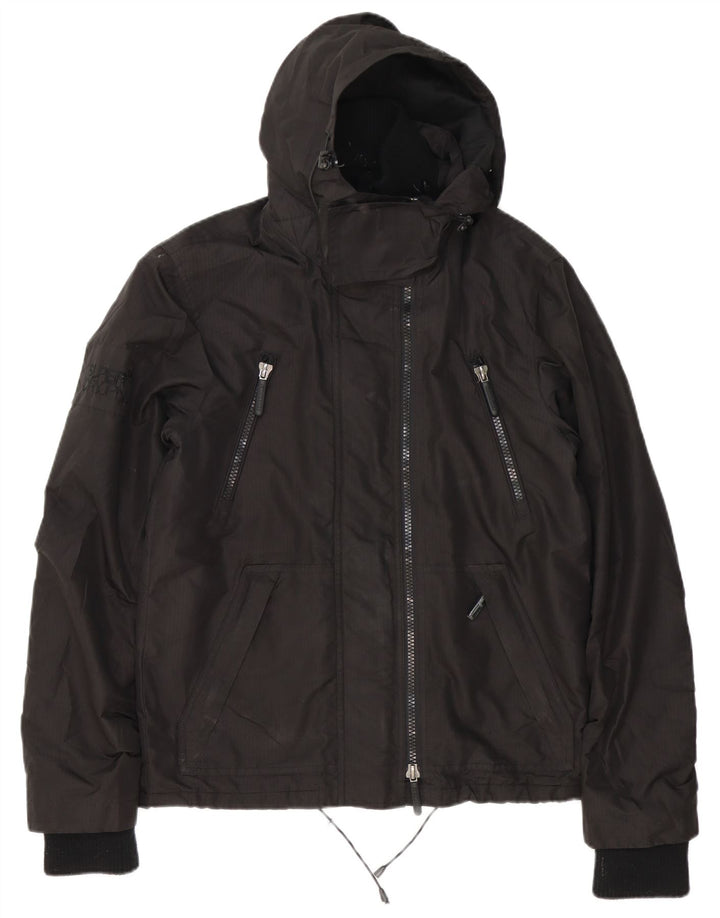 Superdry Mens Hooded Windbreaker Jacket UK 36 Small Black Polyester