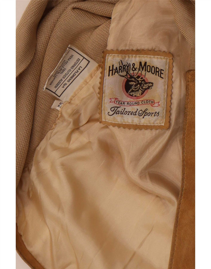 Harry&Moore Mens Suede Waistcoat IT 52 Large Beige Leather