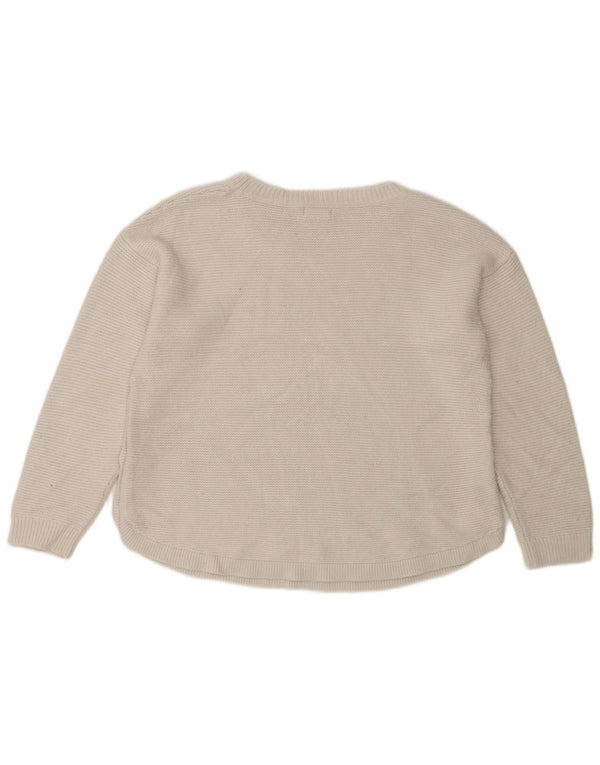 Fat Face Womens Boat Neck Jumper Sweater UK 12 Medium White Acrylic