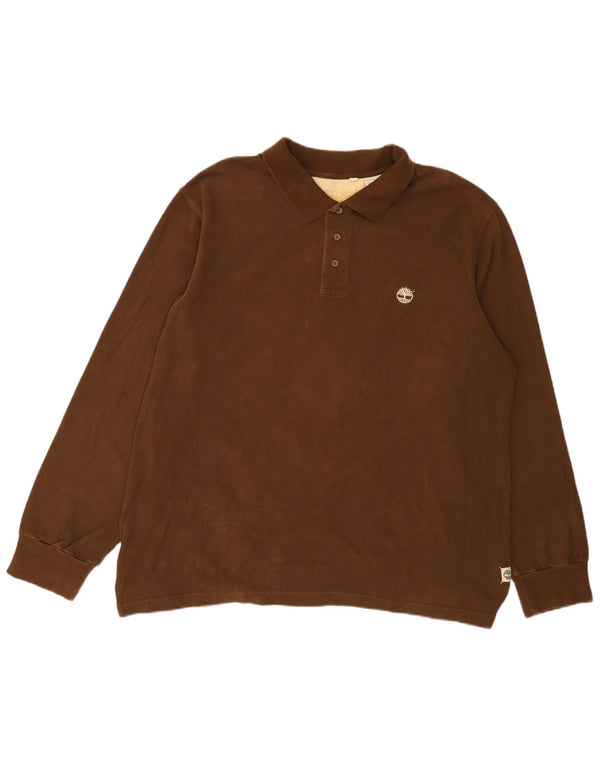 Timberland Mens Long Sleeve Polo Shirt 2XL Brown Cotton
