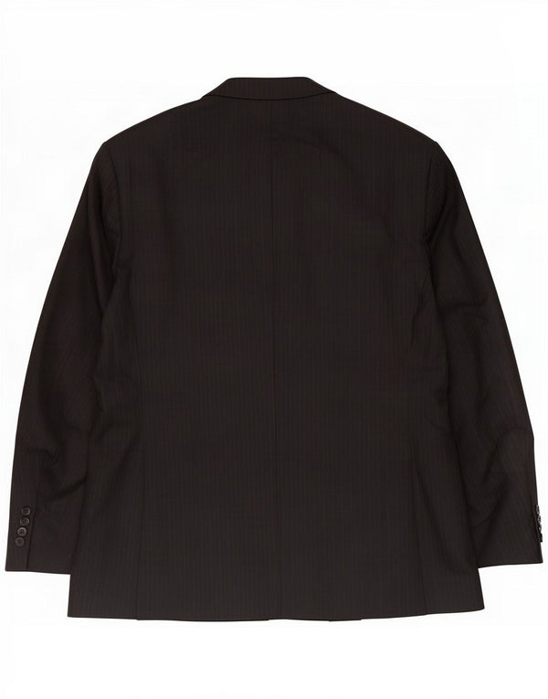 Marks & Spencer Mens 2 Button Blazer Jacket UK 48 2XL Black Pinstripe Wool