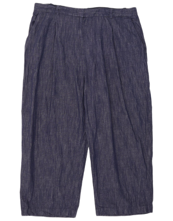 Marks & Spencer Womens Cropped Trousers UK 22 3XL W41 L25 Navy Blue