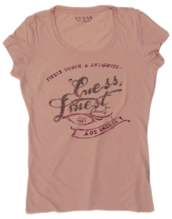 Guess Womens Graphic T-Shirt Top UK 12 Medium Pink
