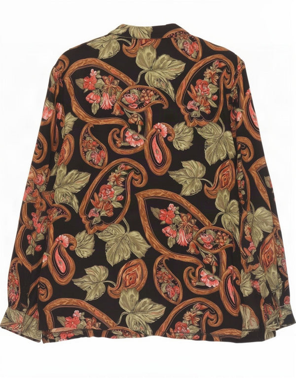 Vintage Womens Shirt Blouse UK 16 Large Multicoloured Floral Viscose