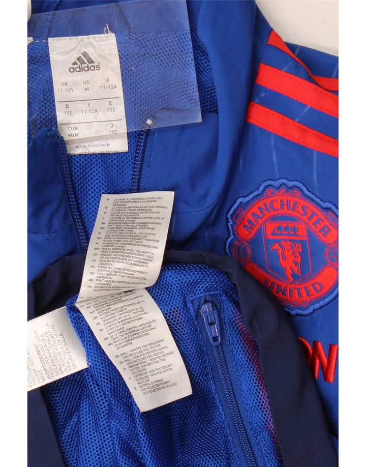 ADIDAS Boys Manchester United Tracksuit Top Jacket 11-12 Years Blue
