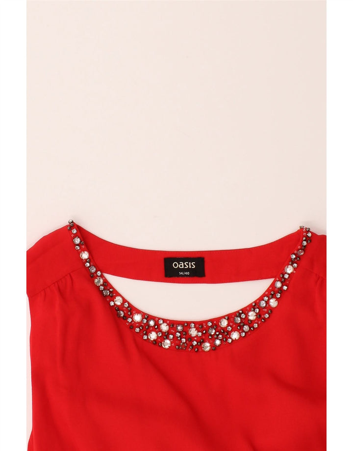 OASIS Womens Sleeveless Sheath Dress UK 14 Medium Red Polyester Vintage Oasis and Second-Hand Oasis from Messina Hembry 