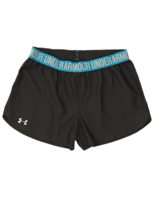 UNDER ARMOUR Womens Graphic Sport Shorts UK 14 Medium  Black Colourblock