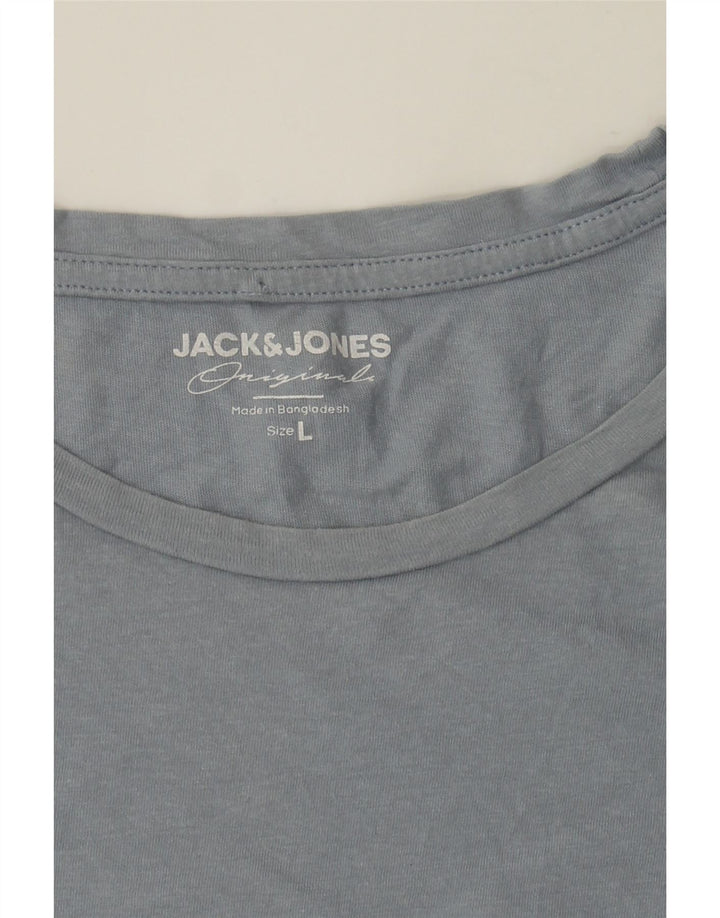JACK & JONES Mens T-Shirt Top Large Blue Cotton Vintage Jack & Jones and Second-Hand Jack & Jones from Messina Hembry 