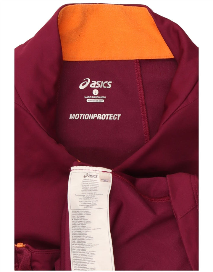 Asics Womens Tracksuit Top Jacket UK 16 Large Burgundy Polyester