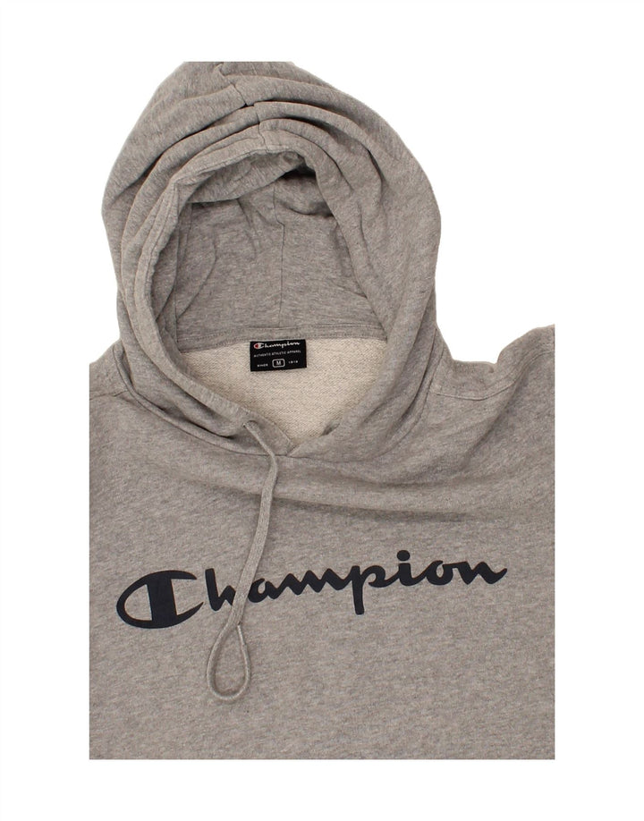 CHAMPION Mens Graphic Hoodie Jumper Medium Grey Cotton Vintage Champion and Second-Hand Champion from Messina Hembry 