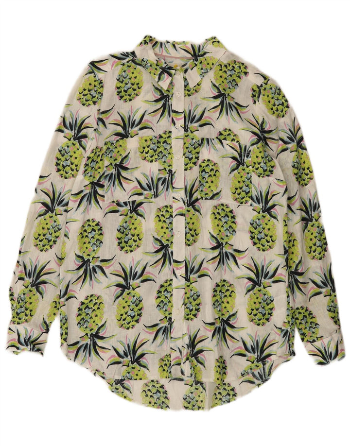 BODEN Womens Oversized Longline Abstract Pattern Shirt UK 8 Small Green