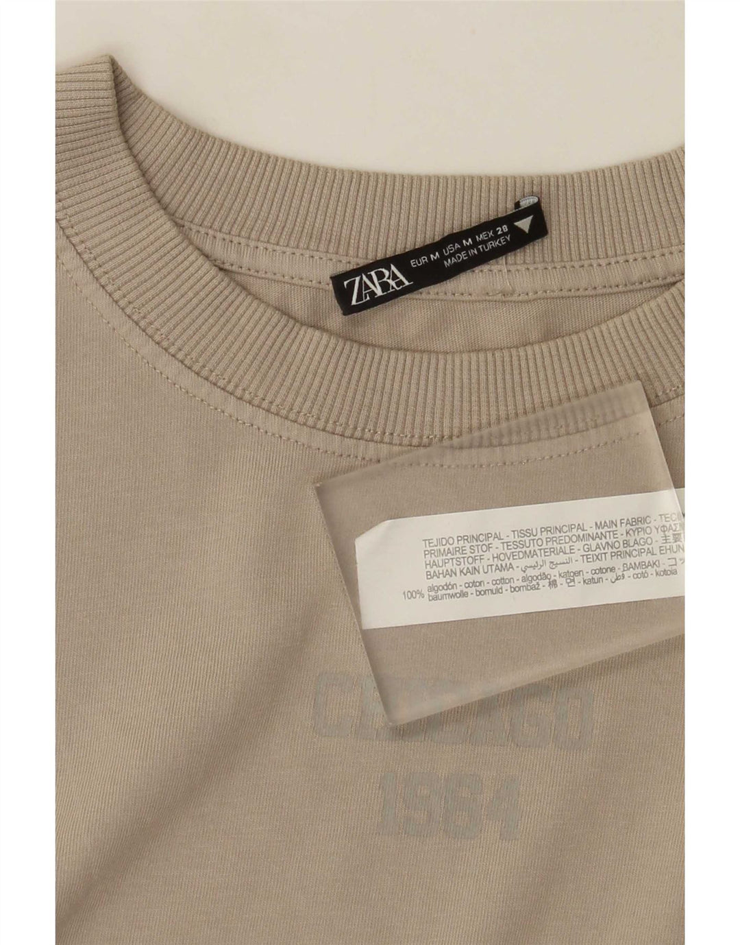 Zara Womens Oversized Top Long Sleeve Medium Beige Cotton