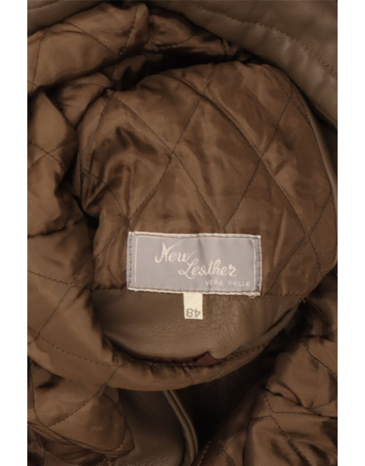 VINTAGE Mens Leather Jacket IT 48 Medium Brown Leather