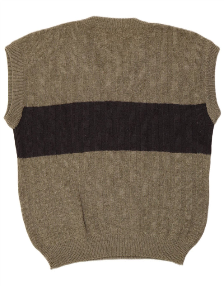 KIRKLAND Mens Vest Tank Top IT 52 Large Khaki Colourblock