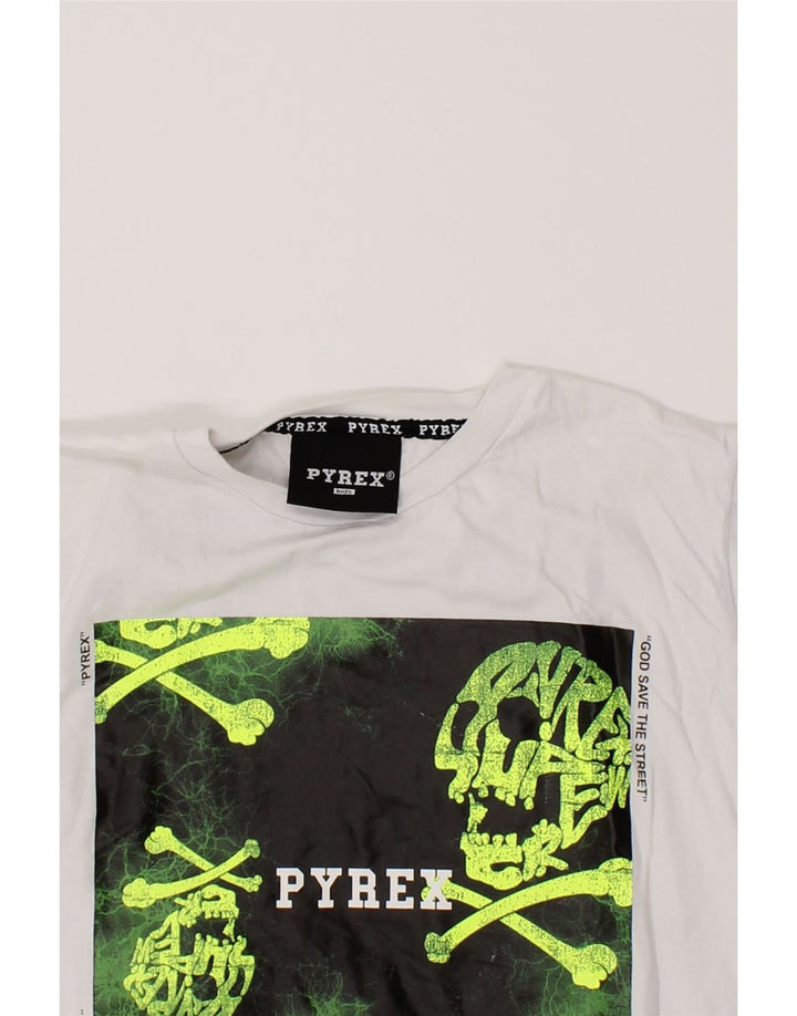 PYREX Boys Graphic T-Shirt Top 10-11 Years Large White Cotton Vintage Pyrex and Second-Hand Pyrex from Messina Hembry 