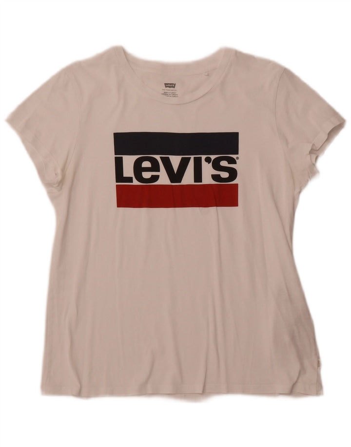 LEVI'S Womens Graphic T-Shirt Top UK 12 Medium White Cotton
